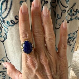 Gold Plated and Lapis Statement Ring